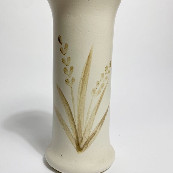 Vintage Mid Century Neutral Tones Vase with Wheat Motif and Modern Shape - Picture 3 of 8